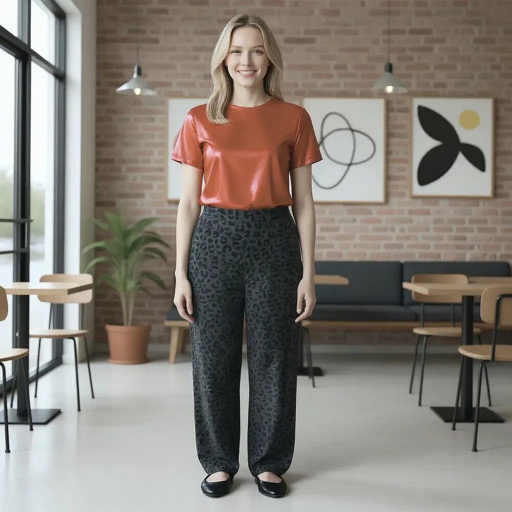 Isaac Mizrahi Live! Leopard Print Embossed Velor  Cotton Blend Petite Ankle sz O